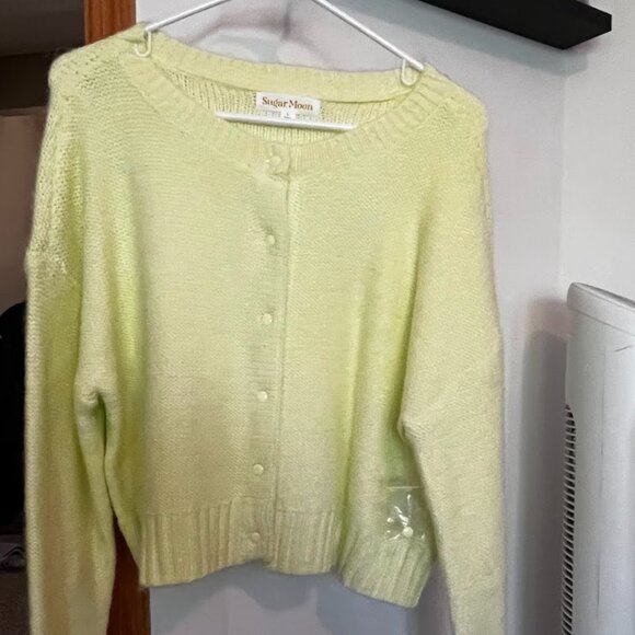 Sugar Moon Pale Yellow Cardigan - Picture 1 of 2